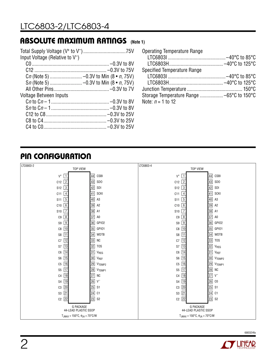 IC封装资料_电源管理芯片_LTC6803HG-4_PBF.pdf_第2页