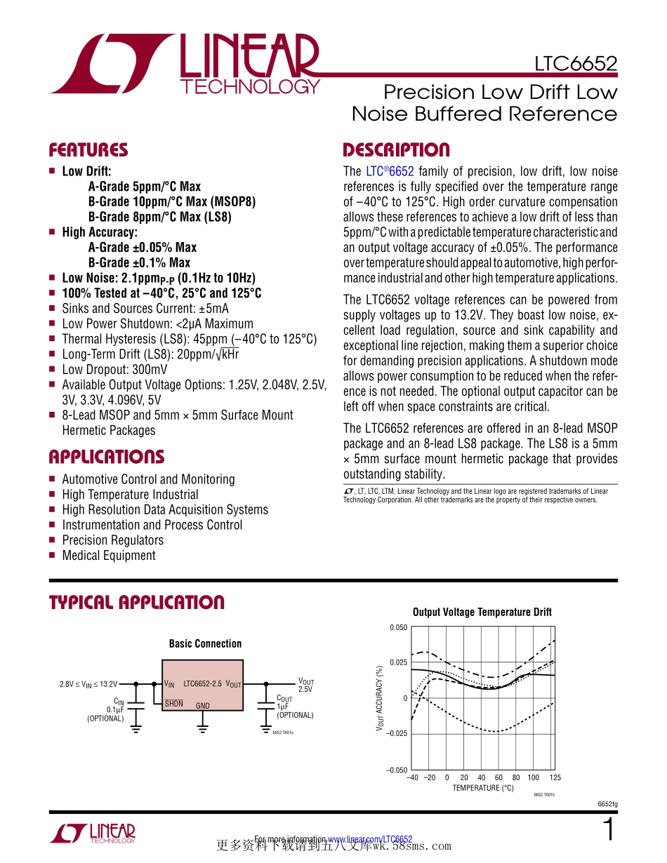 IC封装资料_电源管理芯片_LTC6652AHMS8-5_TRPBF.pdf_第1页