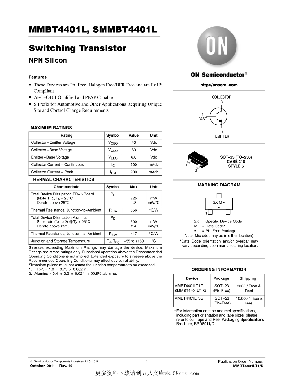 IC封装资料_晶体管_MMBT4401LT1G.pdf_第1页