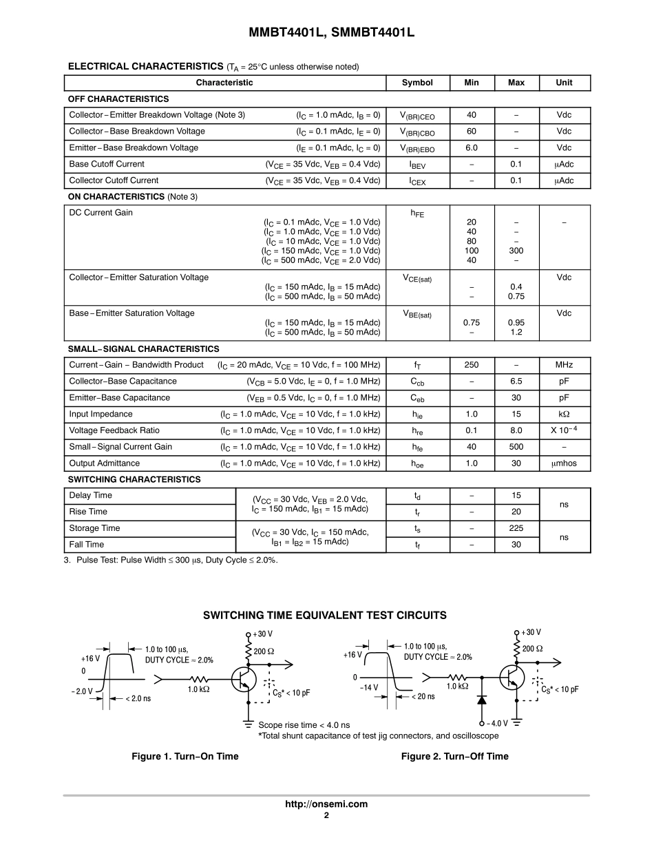 IC封装资料_晶体管_MMBT4401LT1G.pdf_第2页