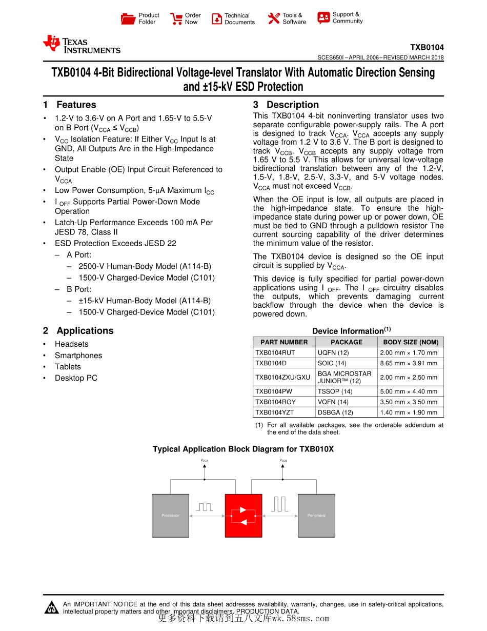 IC封装资料_接口及驱动芯片_TXB0104RUTR.pdf_第1页