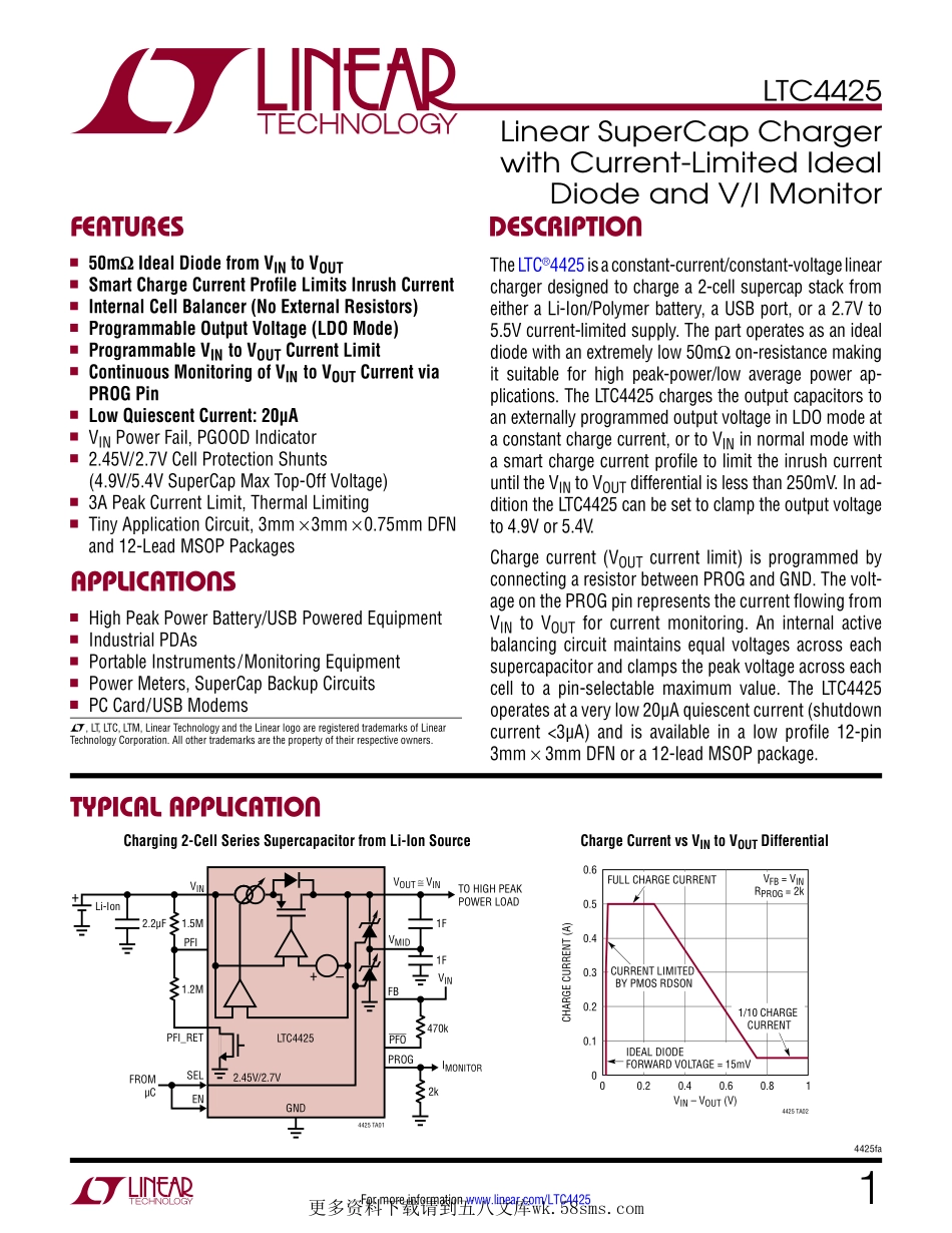 IC封装资料_电源管理芯片_LTC4425EMSE_TRPBF.pdf_第1页