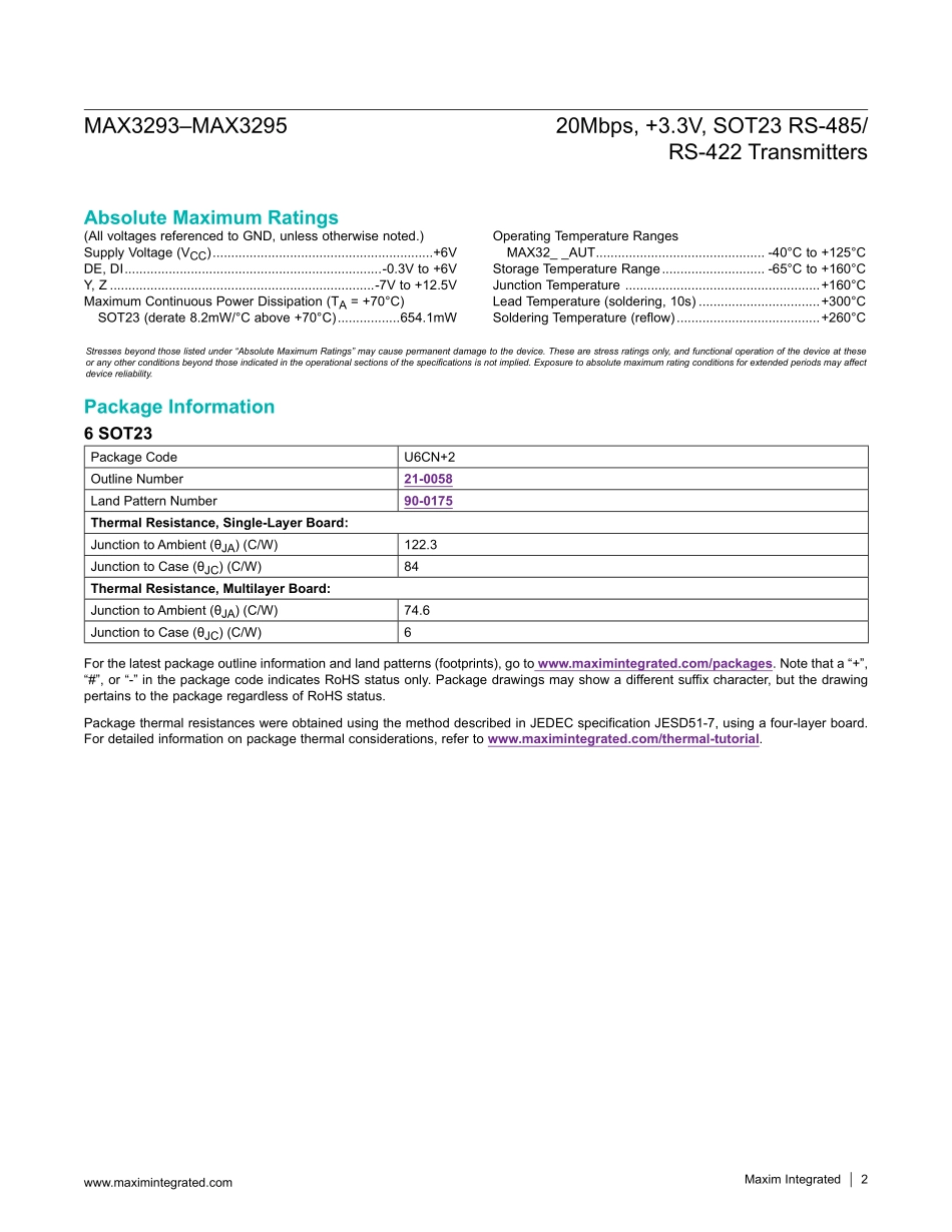 IC封装资料_接口及驱动芯片_MAX3295AUT+T.pdf_第2页