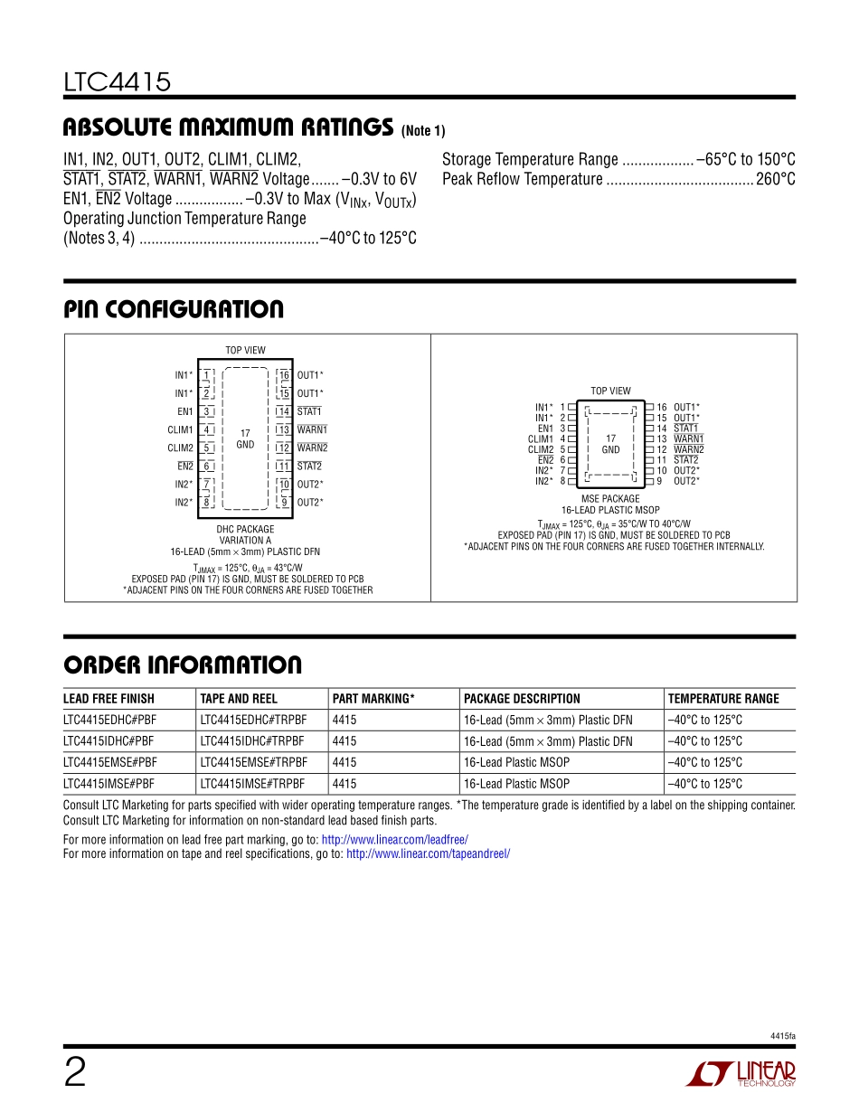 IC封装资料_电源管理芯片_LTC4415IMSE_PBF.pdf_第2页