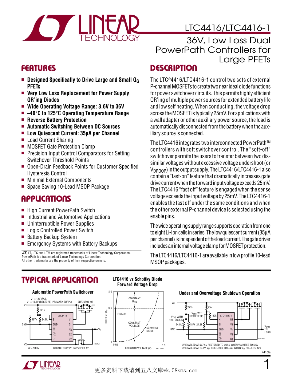 IC封装资料_电源管理芯片_LTC4416IMS_PBF.pdf_第1页