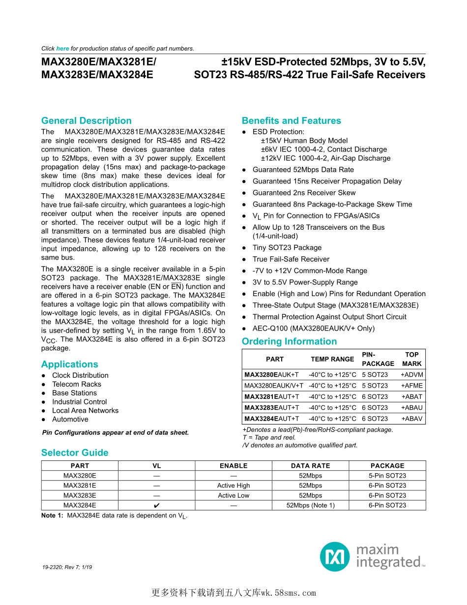 IC封装资料_接口及驱动芯片_MAX3284EAUT+T.pdf_第1页