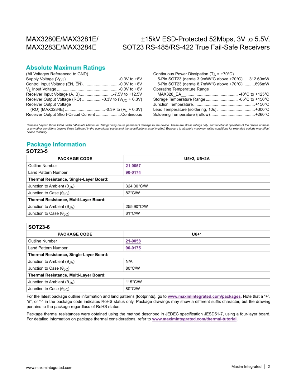 IC封装资料_接口及驱动芯片_MAX3284EAUT+T.pdf_第2页