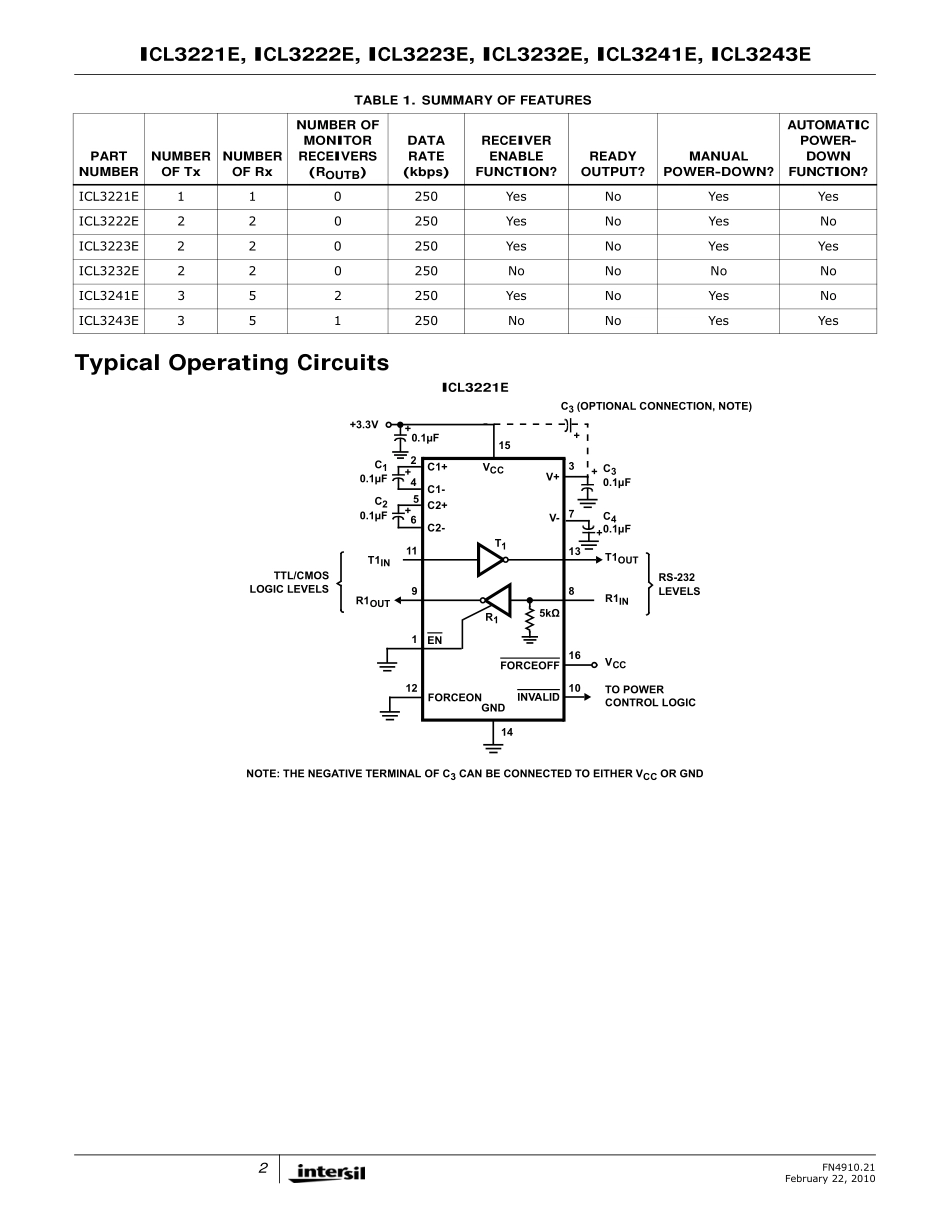 IC封装资料_接口及驱动芯片_ICL3232EIA_T.pdf_第2页