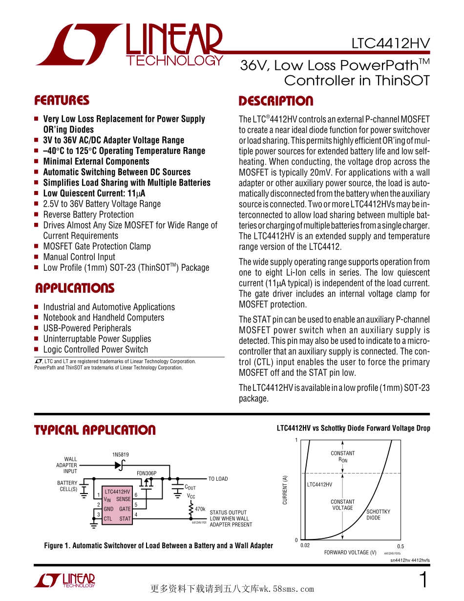 IC封装资料_电源管理芯片_LTC4412HVIS6_TRPBF.pdf_第1页