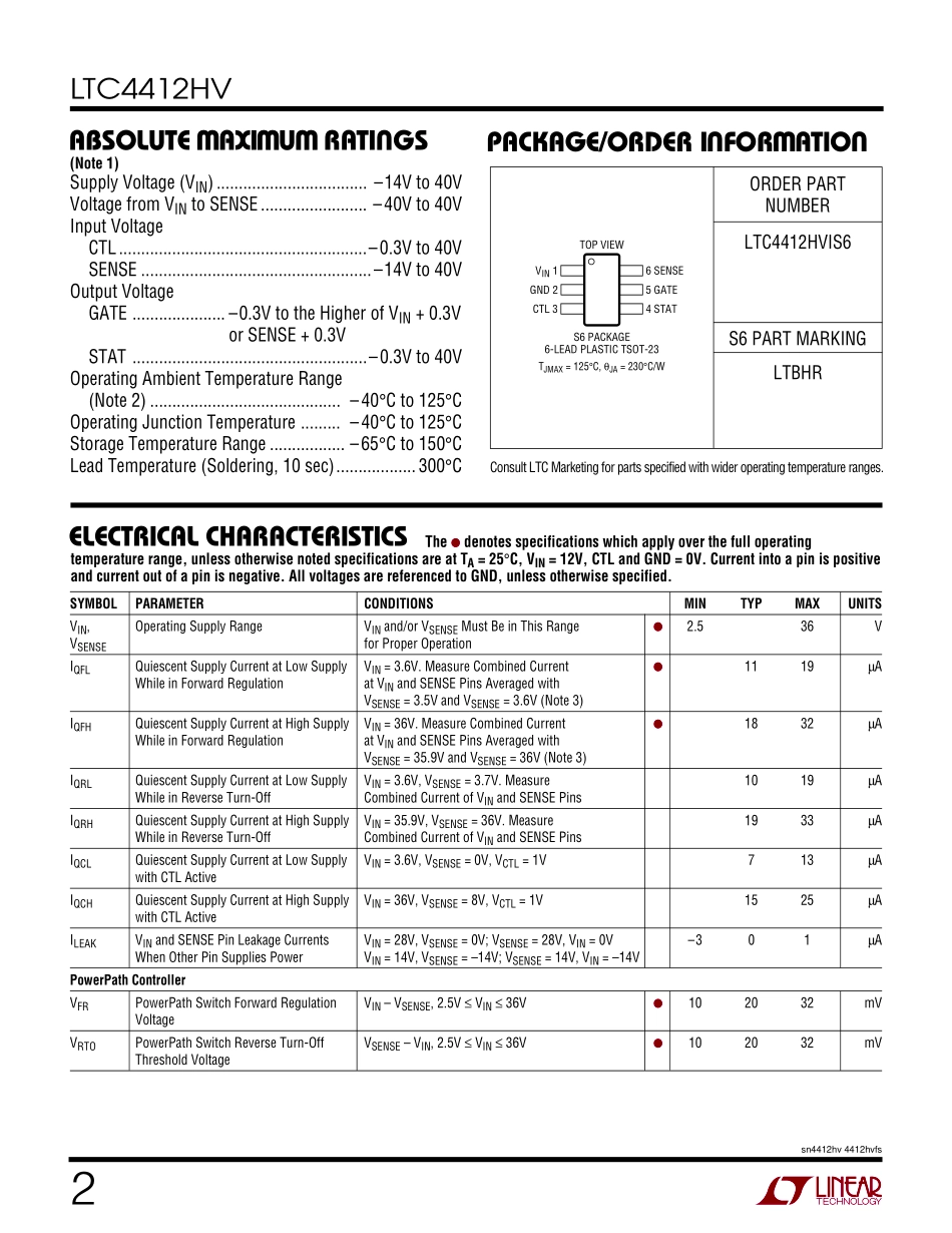 IC封装资料_电源管理芯片_LTC4412HVIS6_TRPBF.pdf_第2页