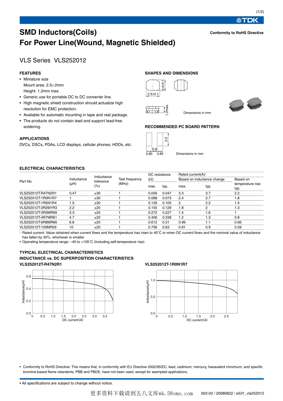 IC封装资料_电感_VLS252012T-2R2M1R3.pdf_第1页