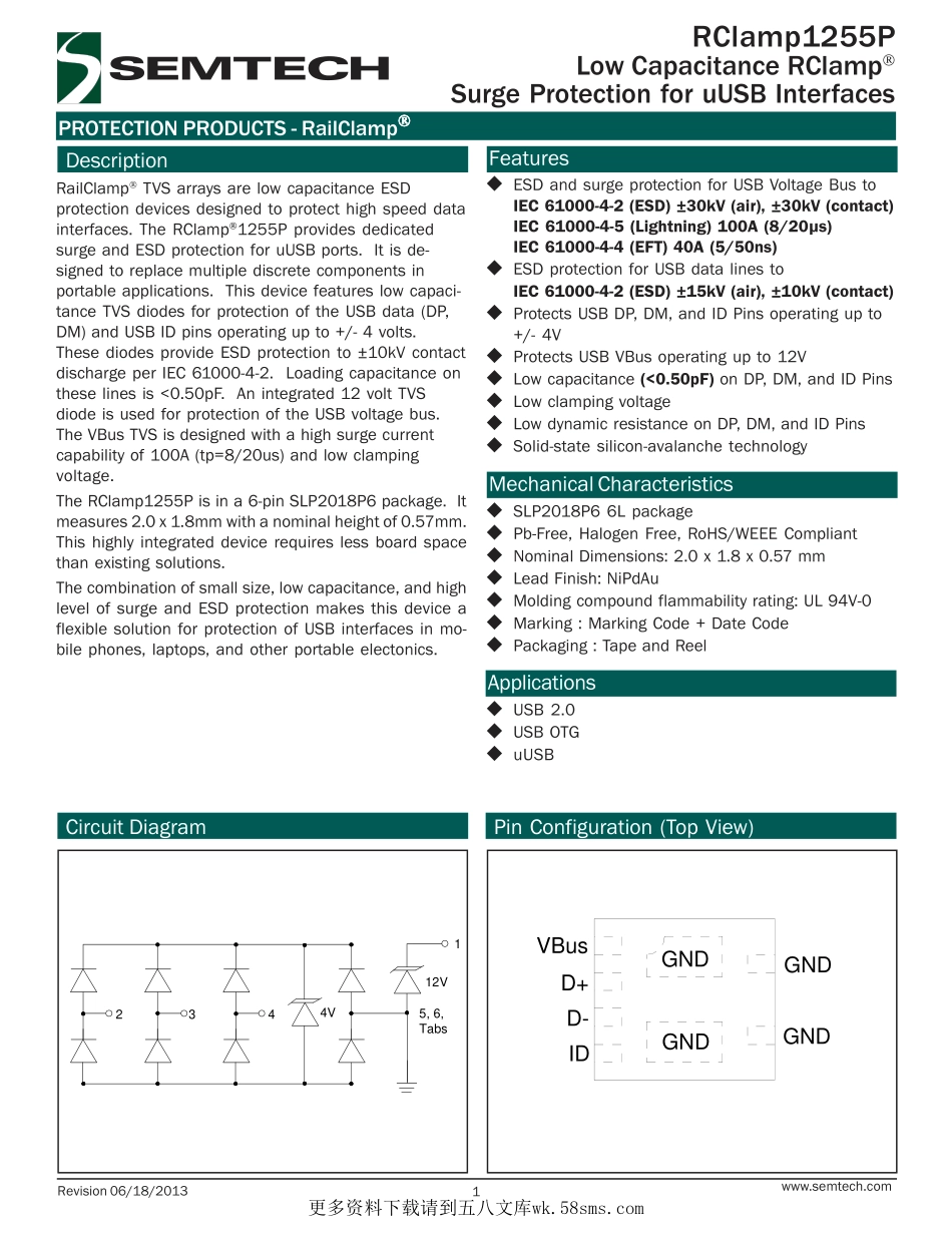 IC封装资料_过压保护_RCLAMP1255P.pdf_第1页