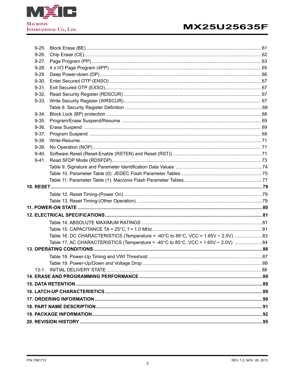 IC封装资料_非易失性存储器_MX25U25635FMI10G.pdf_第3页