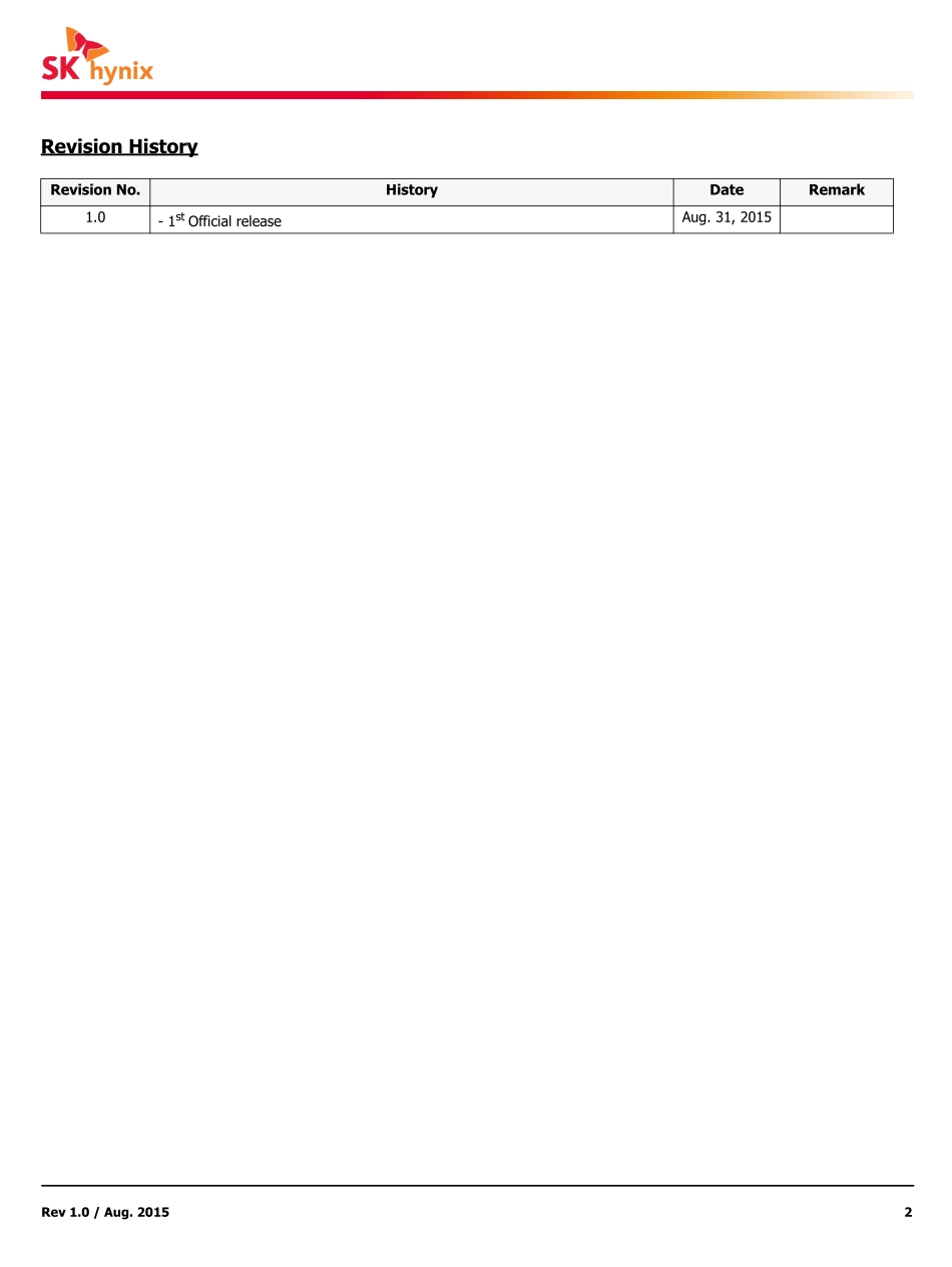 IC封装资料_非易失性存储器_H26M41204HPR.pdf_第2页