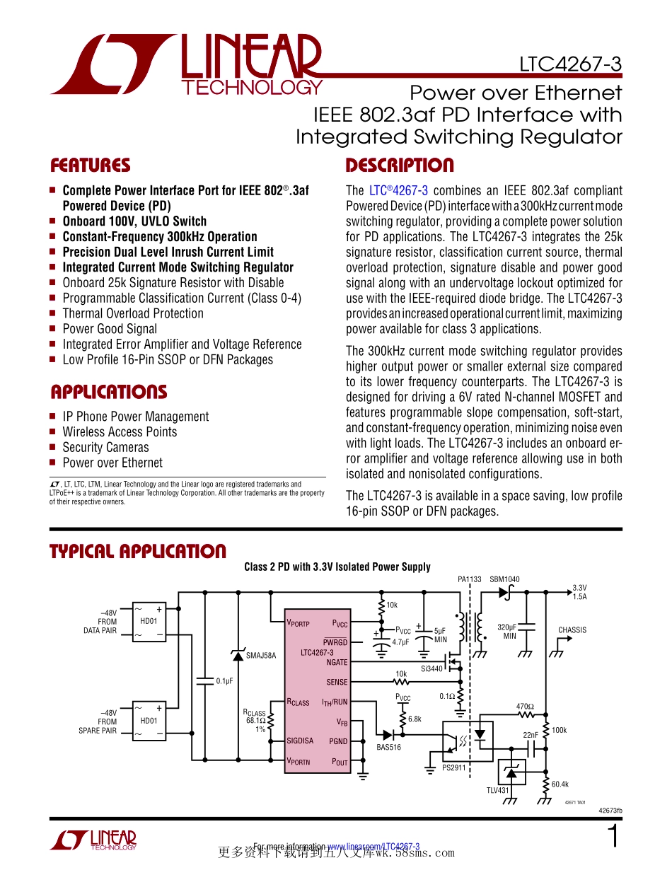 IC封装资料_电源管理芯片_LTC4267IGN-3_TRPBF.pdf_第1页