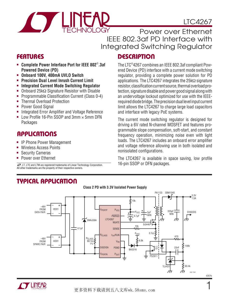 IC封装资料_电源管理芯片_LTC4267CGN_TRPBF.pdf_第1页