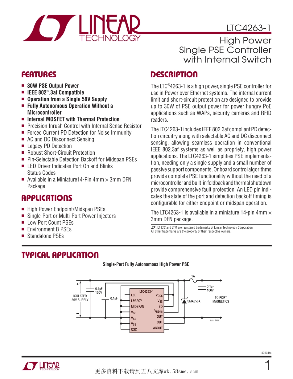 IC封装资料_电源管理芯片_LTC4263CDE-1_TRPBF.pdf_第1页