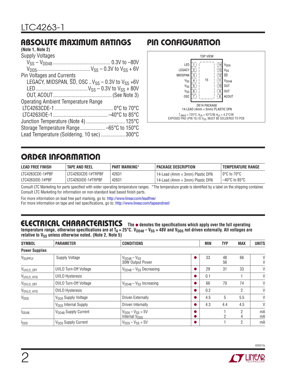 IC封装资料_电源管理芯片_LTC4263CDE-1_TRPBF.pdf_第2页