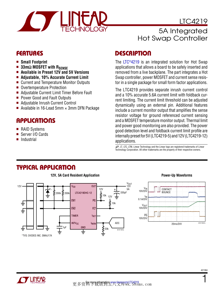 IC封装资料_电源管理芯片_LTC4219IDHC-12_PBF.pdf_第1页