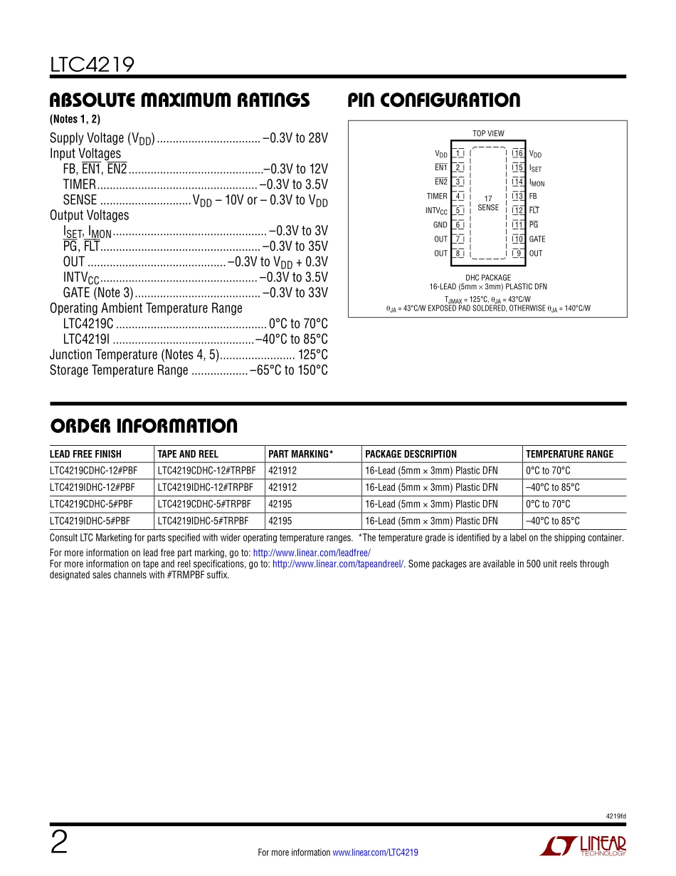 IC封装资料_电源管理芯片_LTC4219IDHC-12_PBF.pdf_第2页