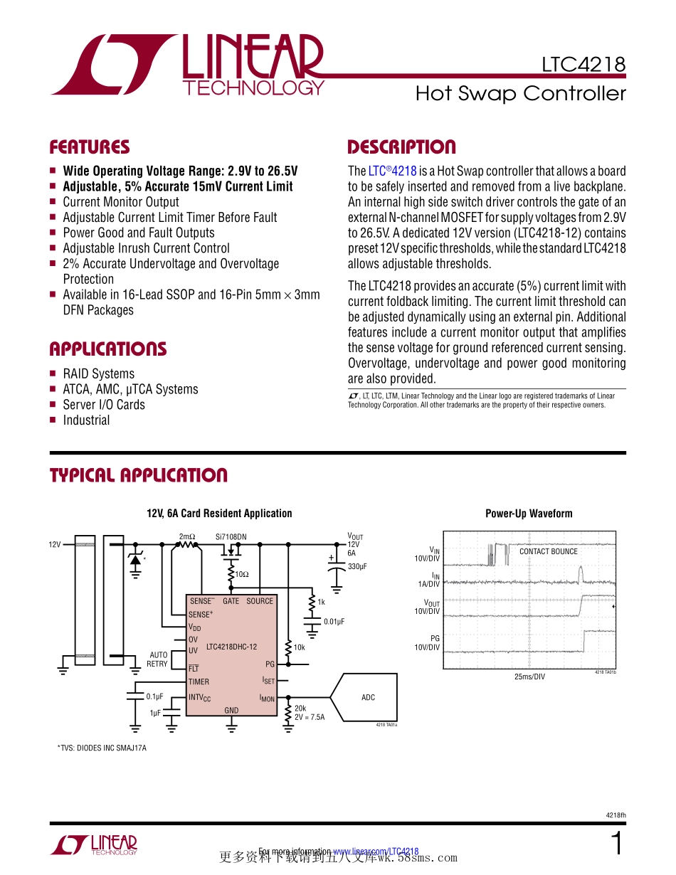 IC封装资料_电源管理芯片_LTC4218IGN_PBF.pdf_第1页