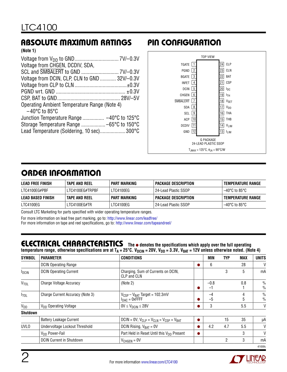 IC封装资料_电源管理芯片_LTC4100EG_TRPBF.pdf_第2页