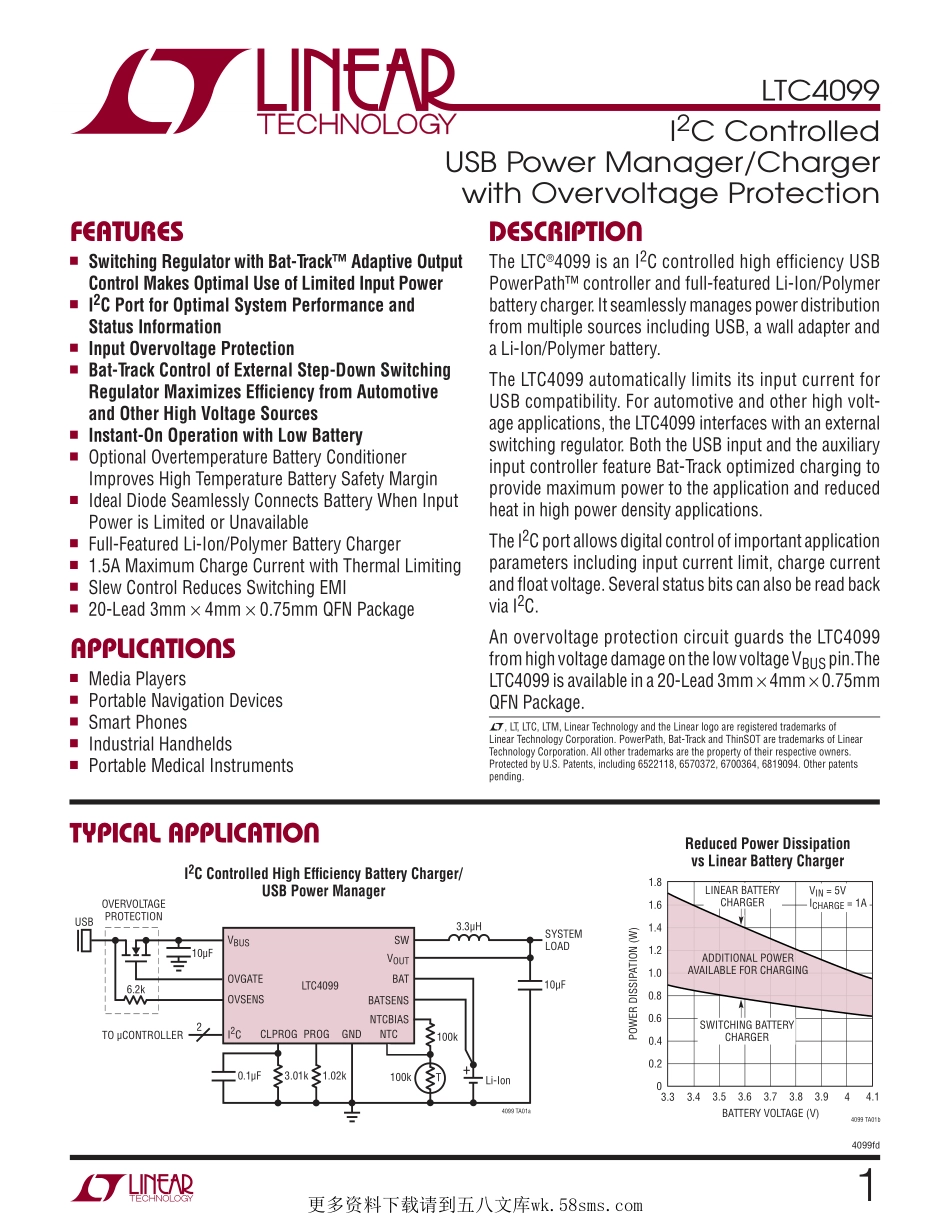 IC封装资料_电源管理芯片_LTC4099EUDC_PBF.pdf_第1页