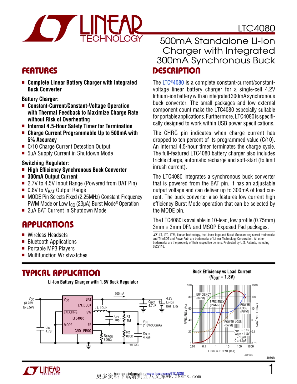 IC封装资料_电源管理芯片_LTC4080EMSE_PBF.pdf_第1页