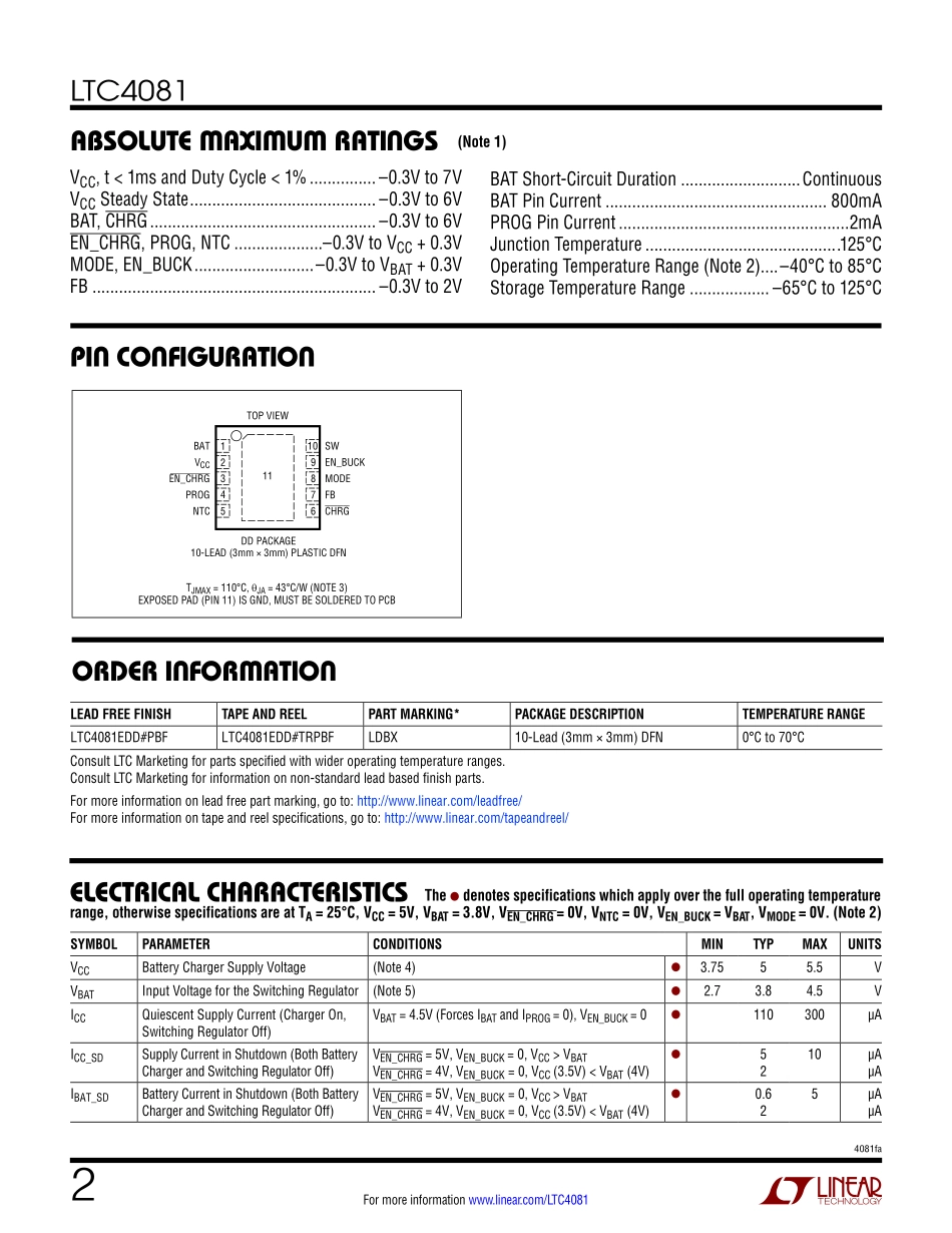 IC封装资料_电源管理芯片_LTC4081EDD_PBF.pdf_第2页