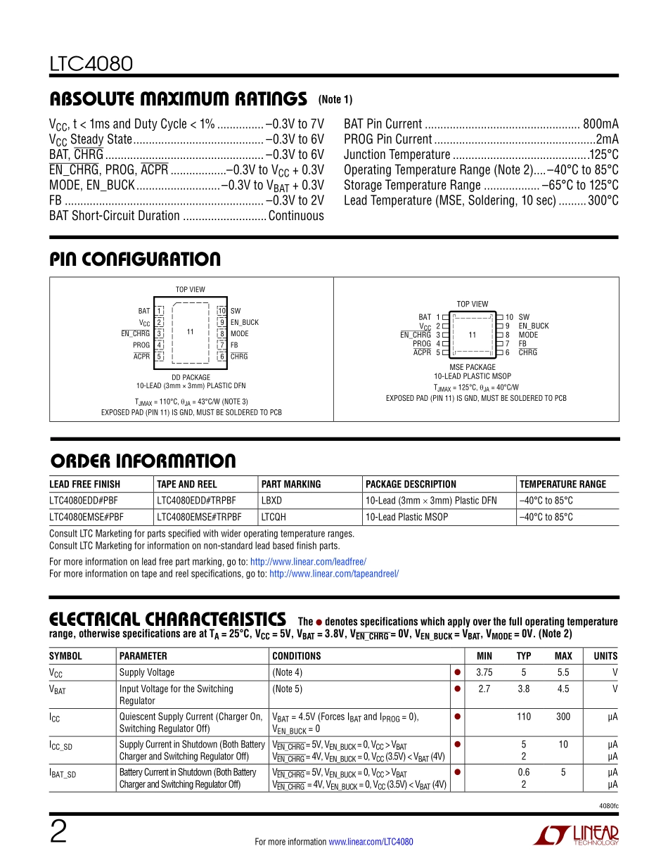 IC封装资料_电源管理芯片_LTC4080EDD_TRPBF.pdf_第2页