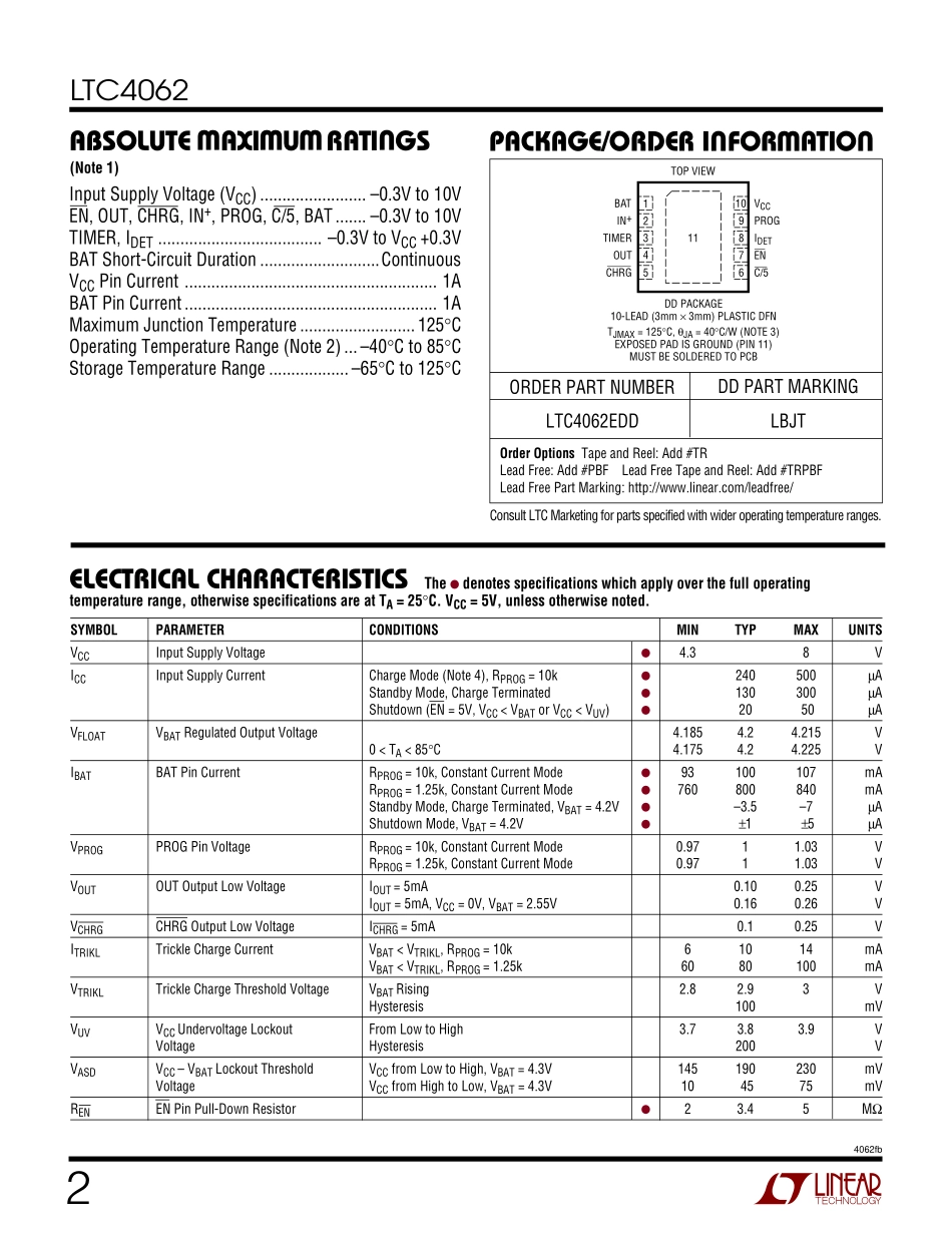 IC封装资料_电源管理芯片_LTC4062EDD_TRPBF.pdf_第2页