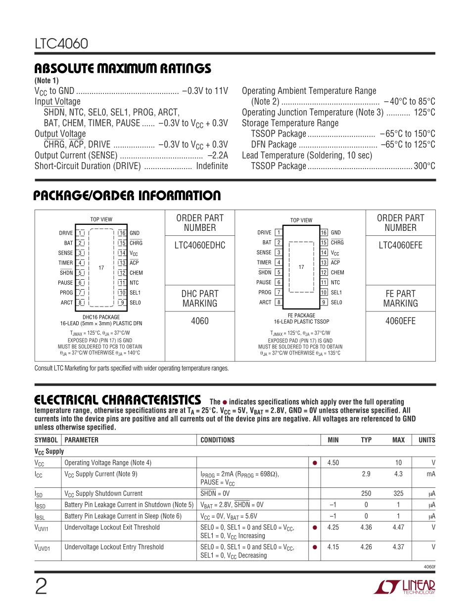IC封装资料_电源管理芯片_LTC4060EFE_TRPBF.pdf_第2页