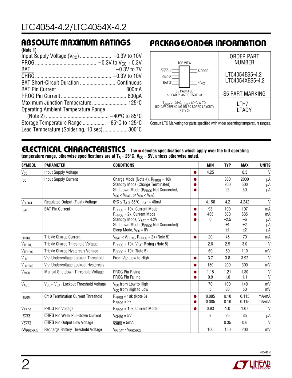 IC封装资料_电源管理芯片_LTC4054ES5-4.2_TRPBF.pdf_第2页