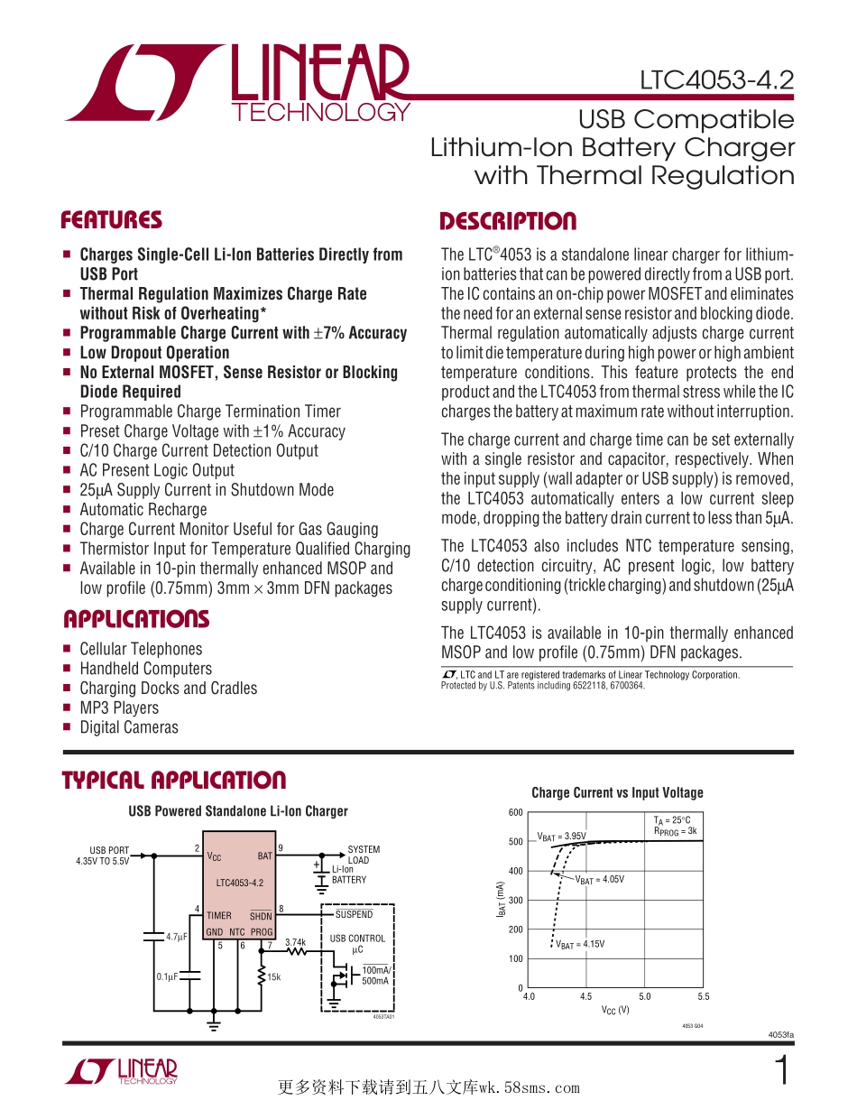 IC封装资料_电源管理芯片_LTC4053EMSE-4.2_TRPBF.pdf_第1页