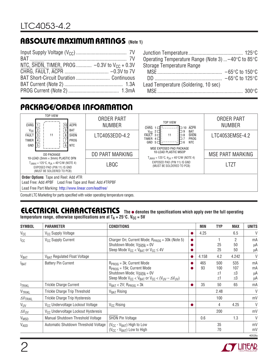 IC封装资料_电源管理芯片_LTC4053EMSE-4.2_TRPBF.pdf_第2页