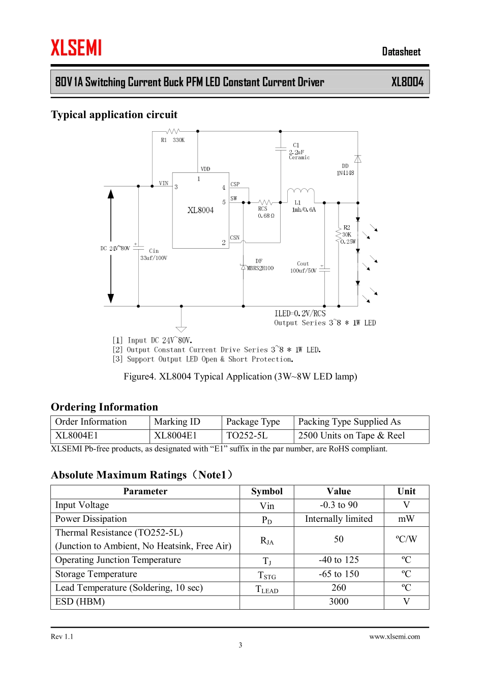 IC封装资料_电源管理芯片_XL8004.pdf_第3页