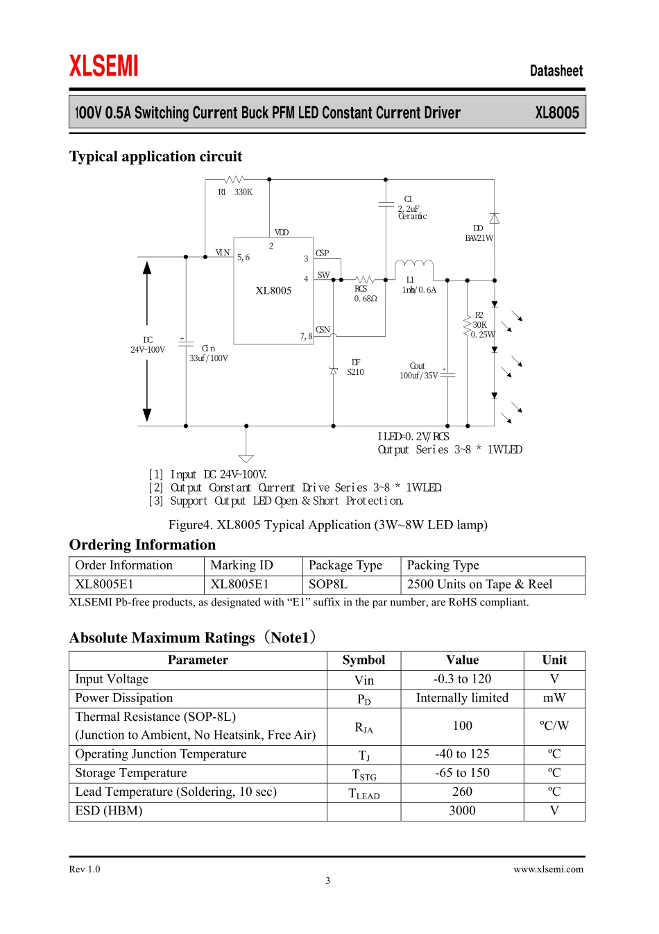 IC封装资料_电源管理芯片_XL8005.pdf_第3页