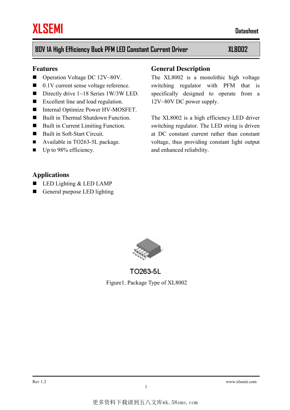 IC封装资料_电源管理芯片_XL8002.pdf_第1页