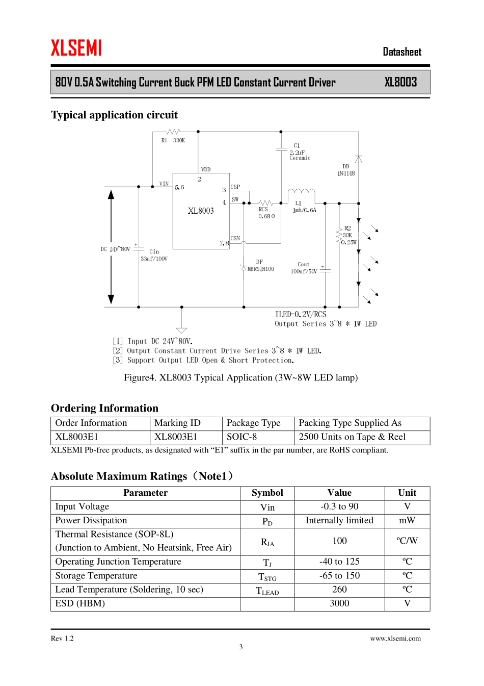 IC封装资料_电源管理芯片_XL8003.pdf_第3页