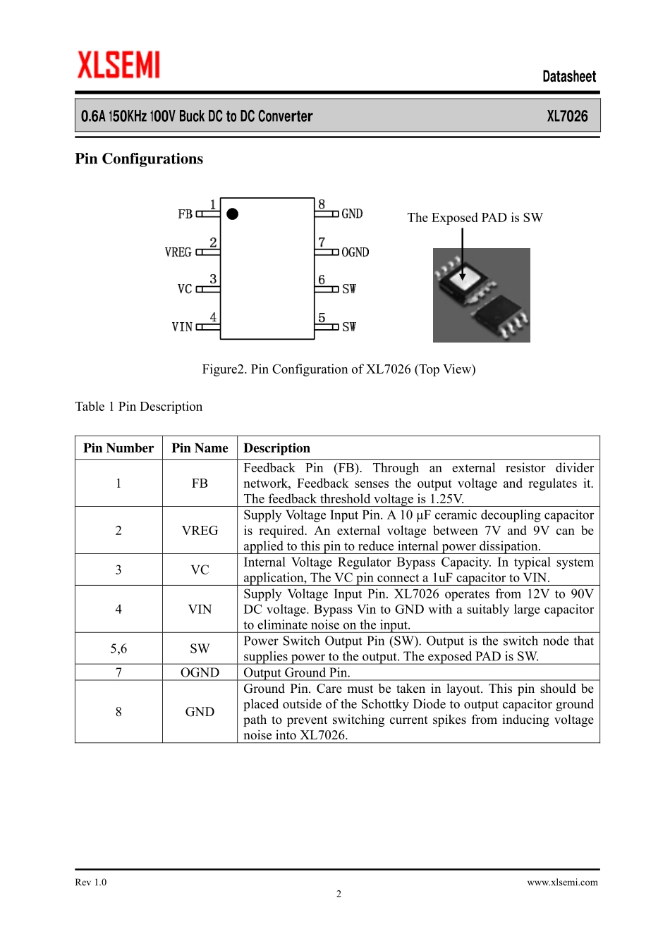 IC封装资料_电源管理芯片_XL7026.pdf_第2页