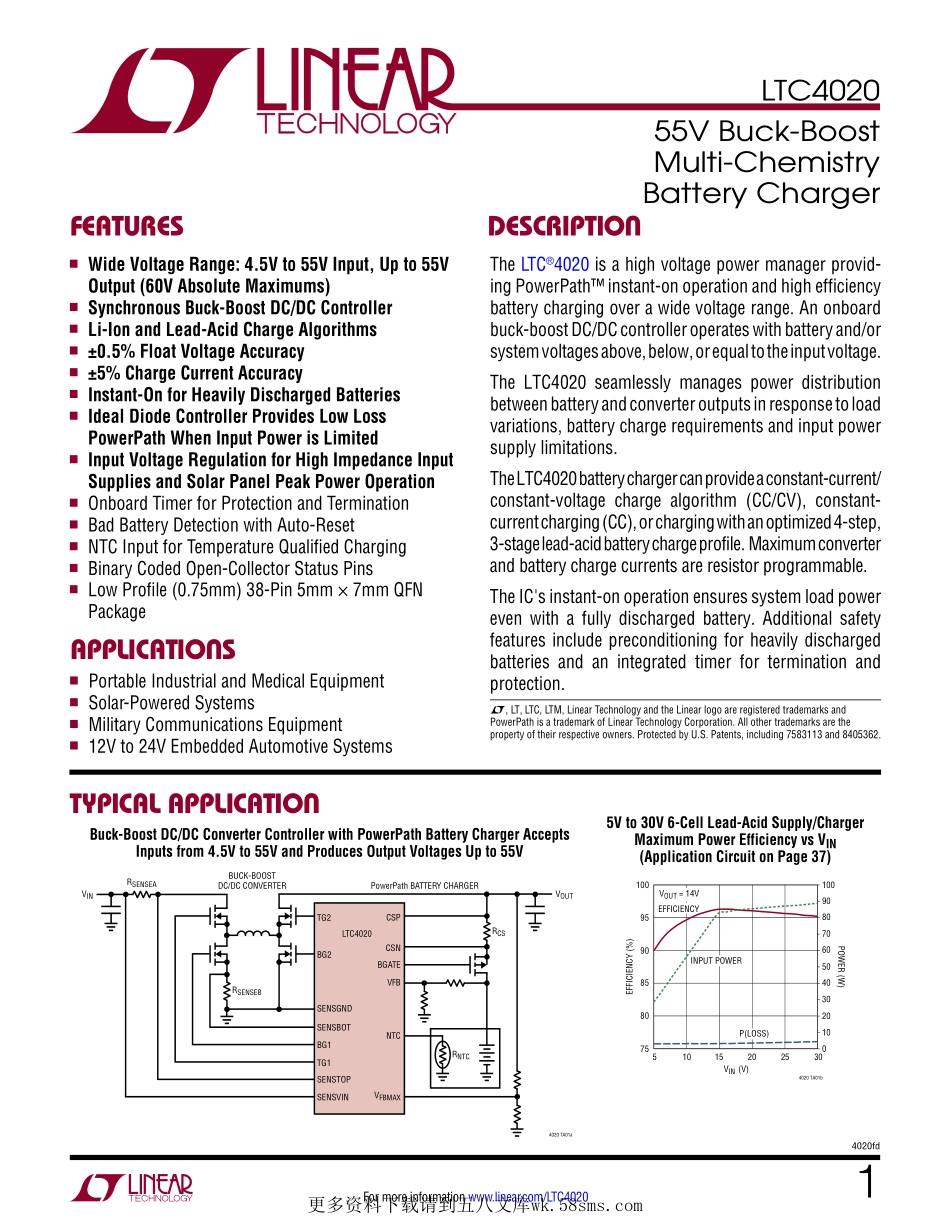 IC封装资料_电源管理芯片_LTC4020IUHF_TRPBF.pdf_第1页