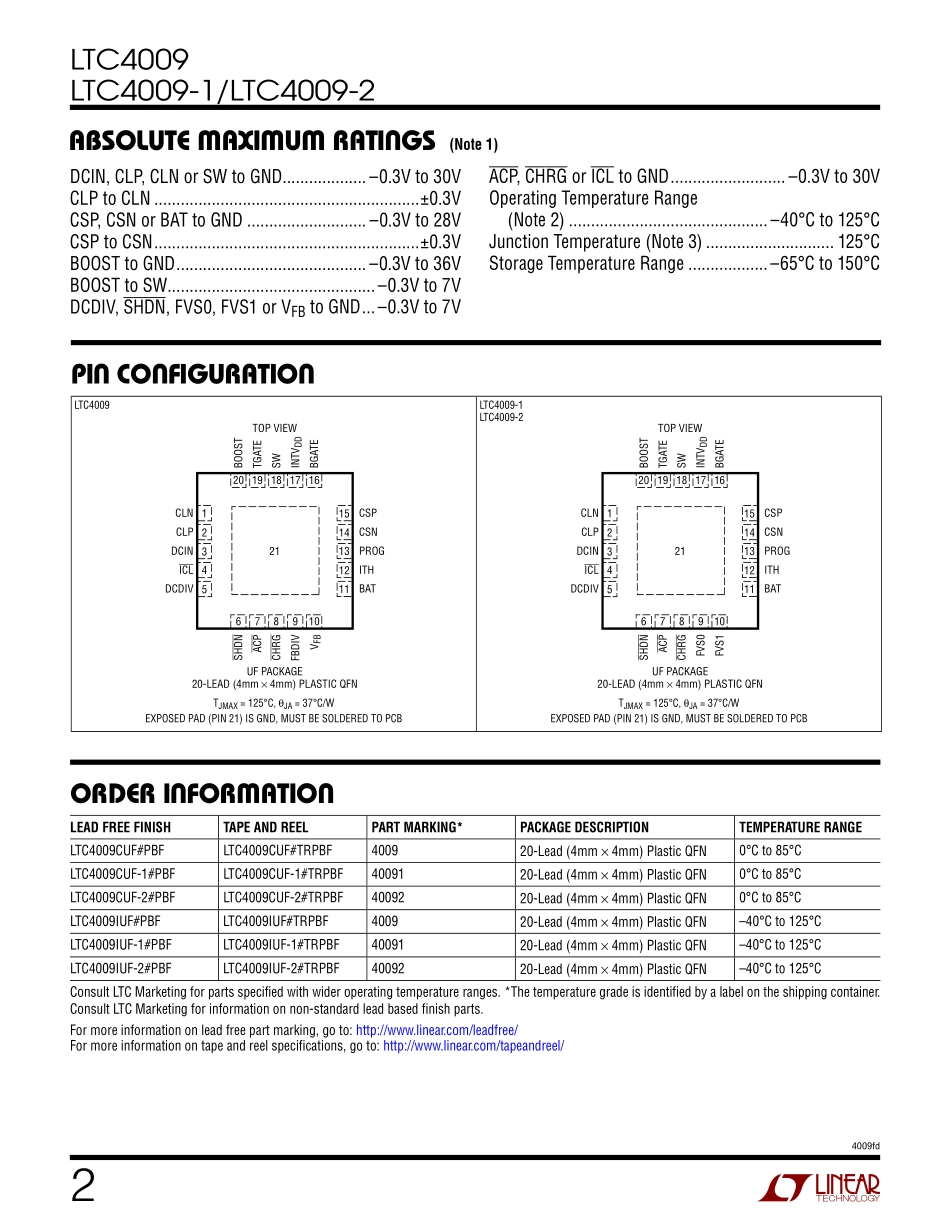 IC封装资料_电源管理芯片_LTC4009IUF-1_PBF.pdf_第2页