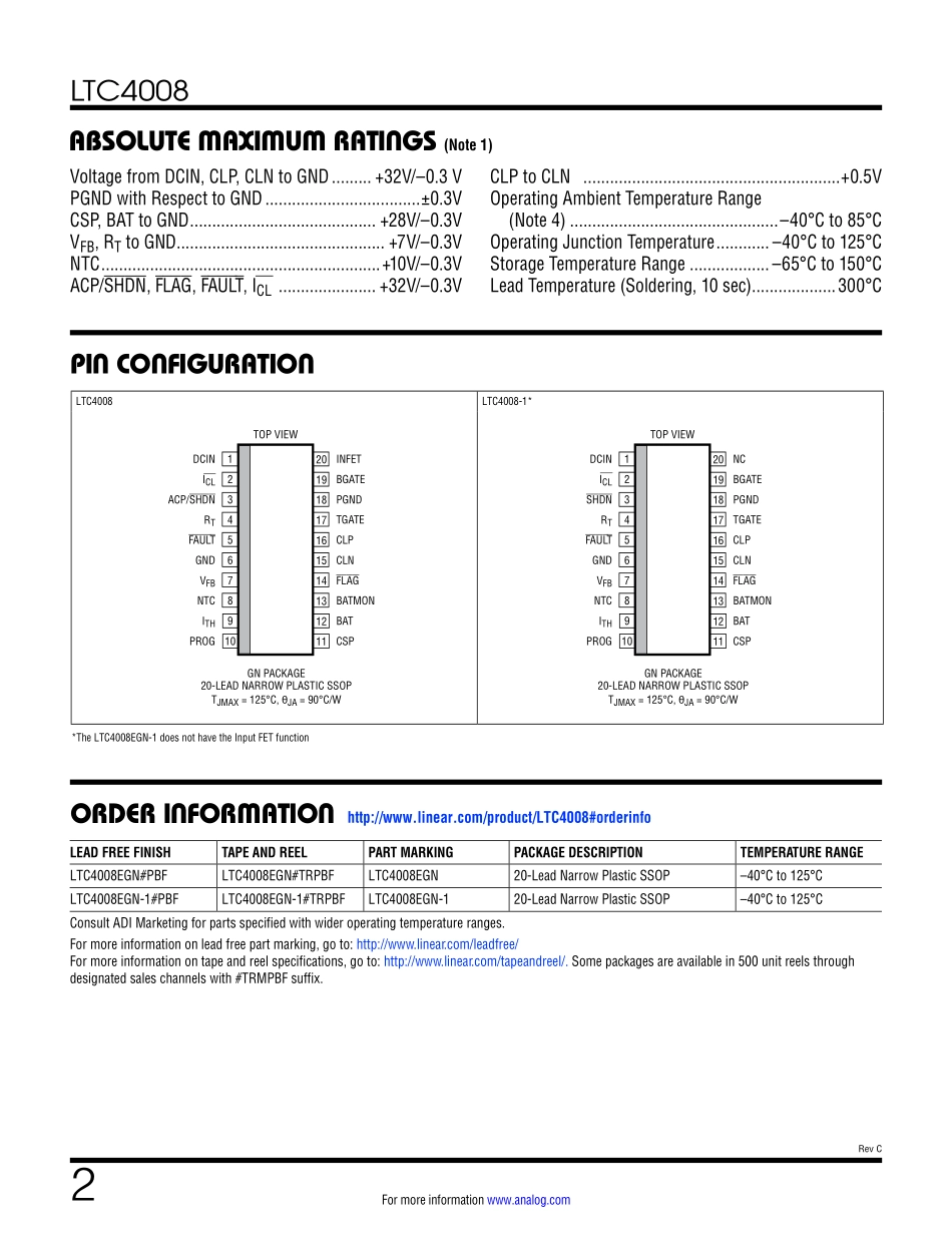 IC封装资料_电源管理芯片_LTC4008EGN_PBF.pdf_第2页