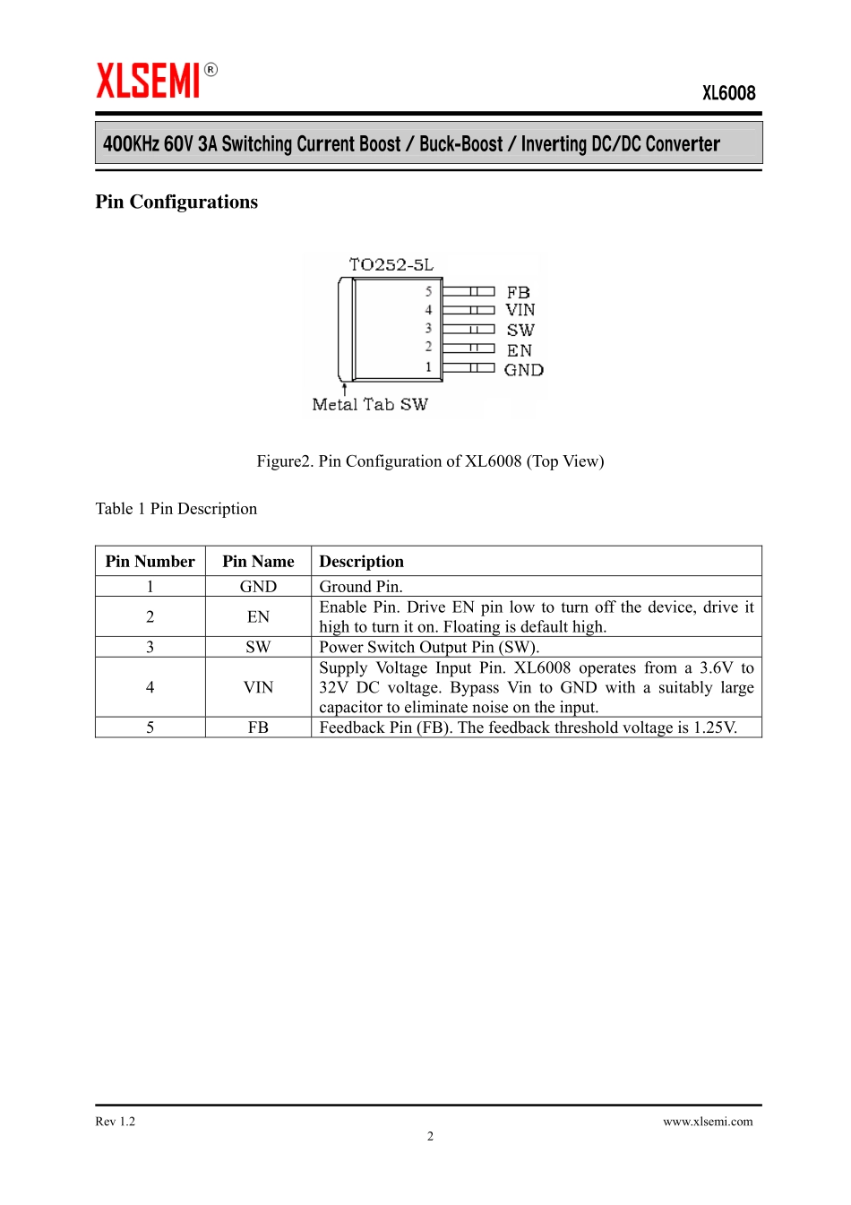 IC封装资料_电源管理芯片_XL6008.pdf_第2页