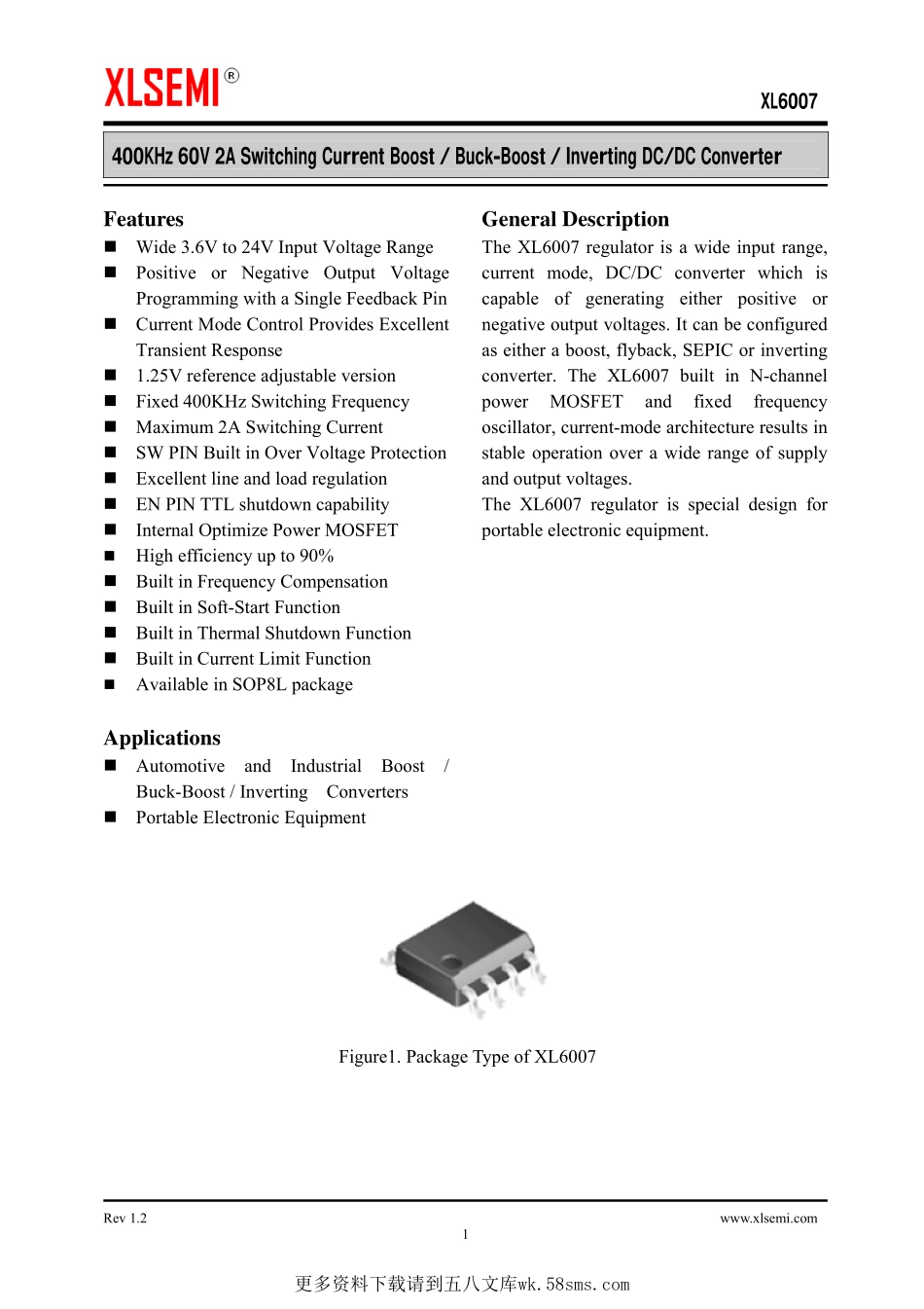 IC封装资料_电源管理芯片_XL6007.pdf_第1页