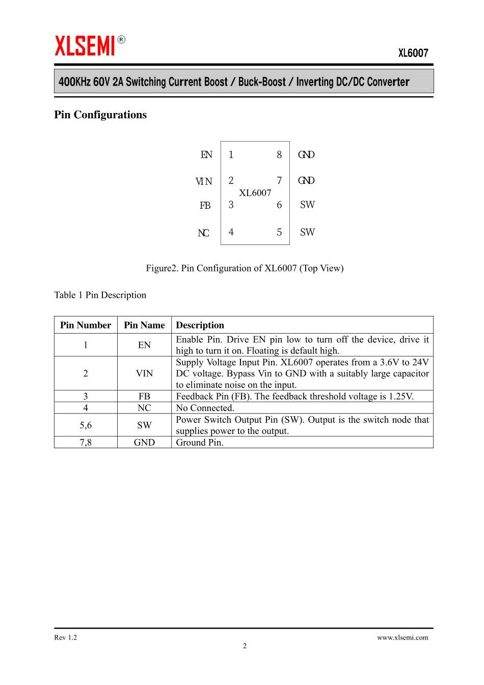 IC封装资料_电源管理芯片_XL6007.pdf_第2页