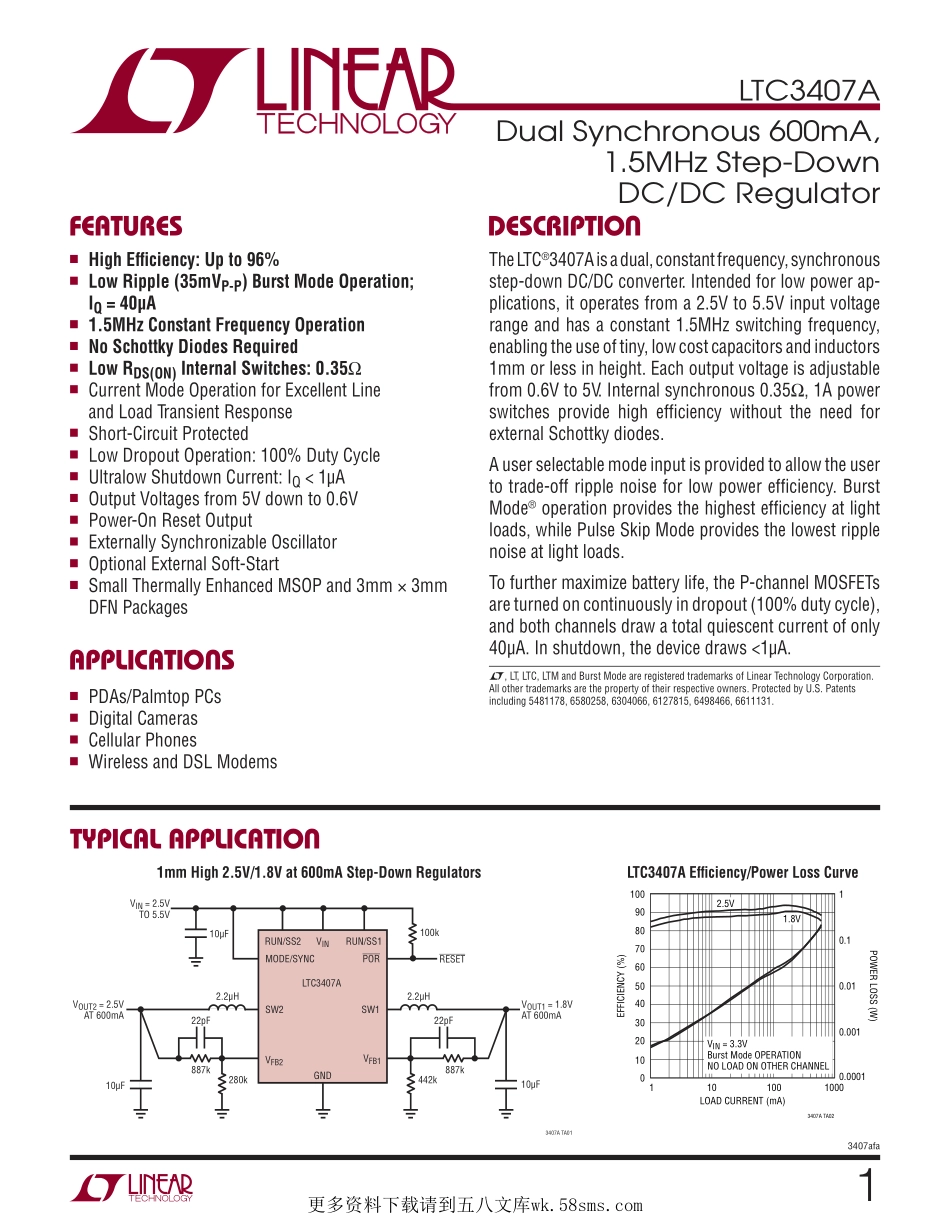 IC封装资料_电源管理芯片_LTC3407AEDD_TRPBF.pdf_第1页