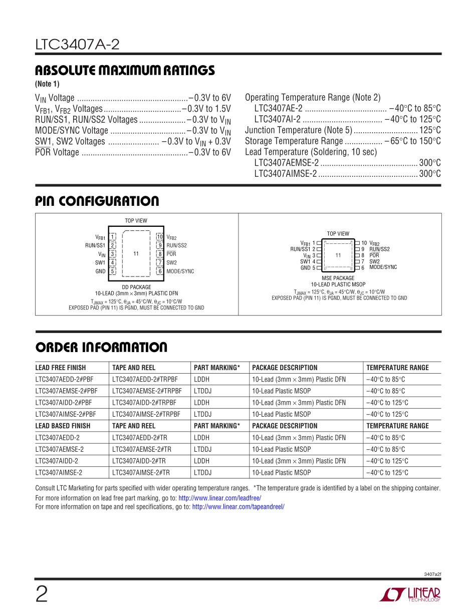 IC封装资料_电源管理芯片_LTC3407AEDD-2_TRPBF.pdf_第2页