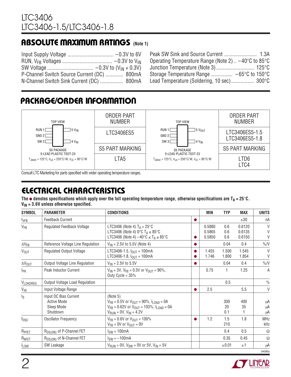 IC封装资料_电源管理芯片_LTC3406ES5-1.8_TRPBF.pdf_第2页