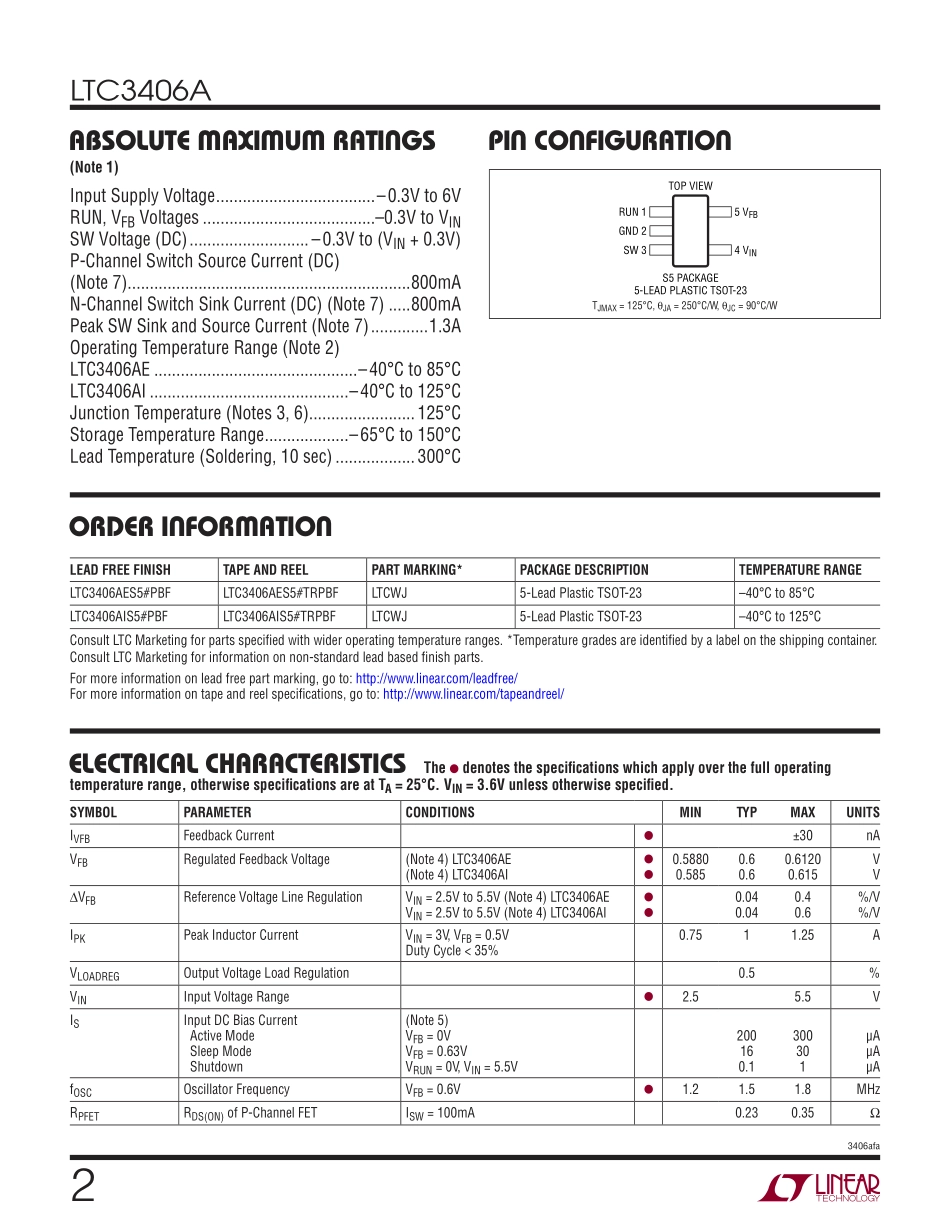 IC封装资料_电源管理芯片_LTC3406AES5_TRPBF.pdf_第2页